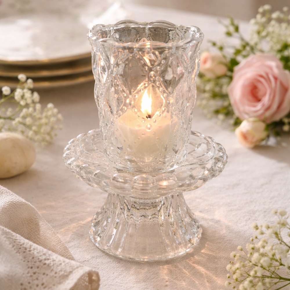 Party Lite Quilted Glass Votives. Set of Four